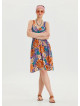 V Neck Robe Blue Patterned Casual Dress 4512